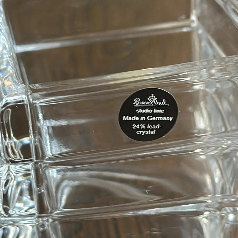 Rosenthal Studio Linie Signed Square Twisted Turnus Stacked Crystal Vase 3.5